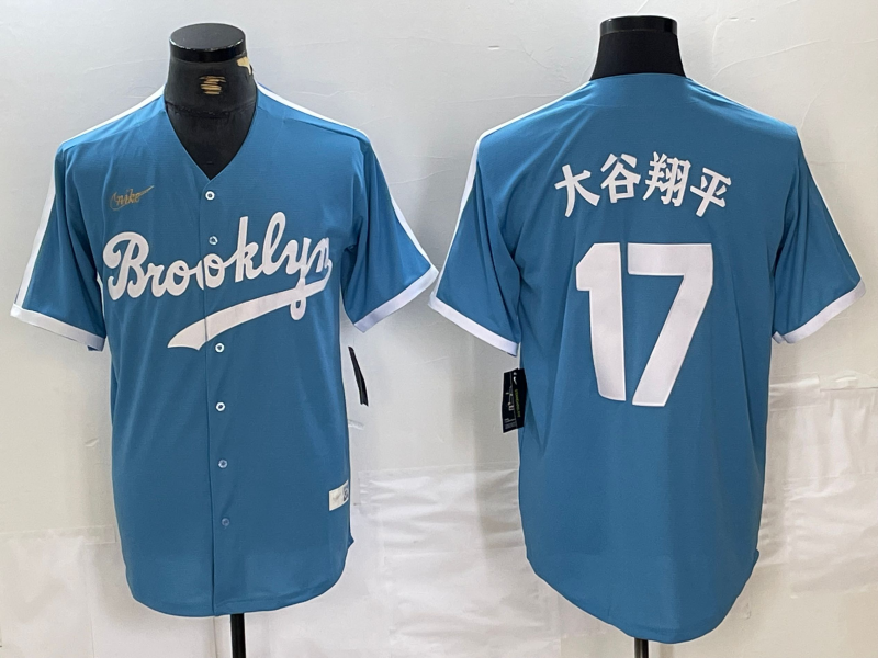 Men's Los Angeles Dodgers Shohei Ohtani #17 Light Blue Cooperstown Collection Jersey